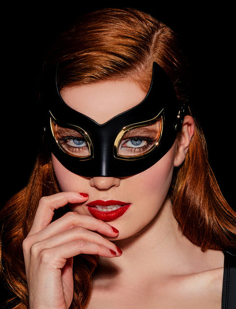 Black Leather Cat Mask