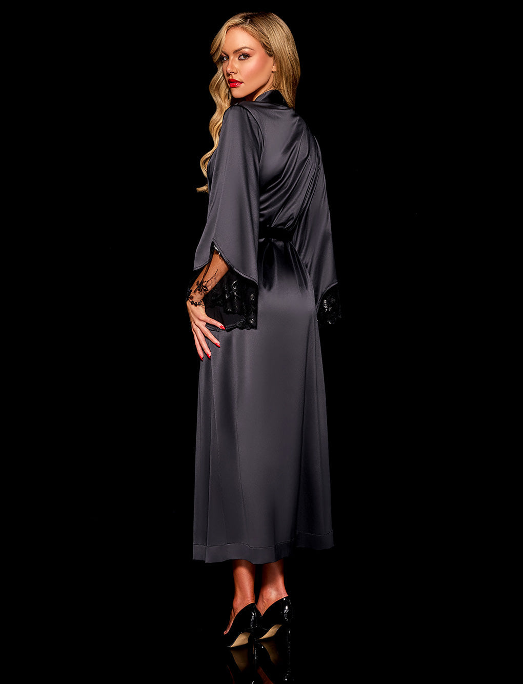 Whitney Black Long Robe